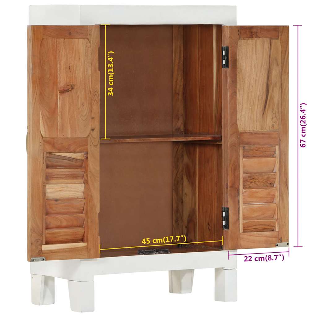 Skåp Vit 55x30x90 cm massivt akaciaträ