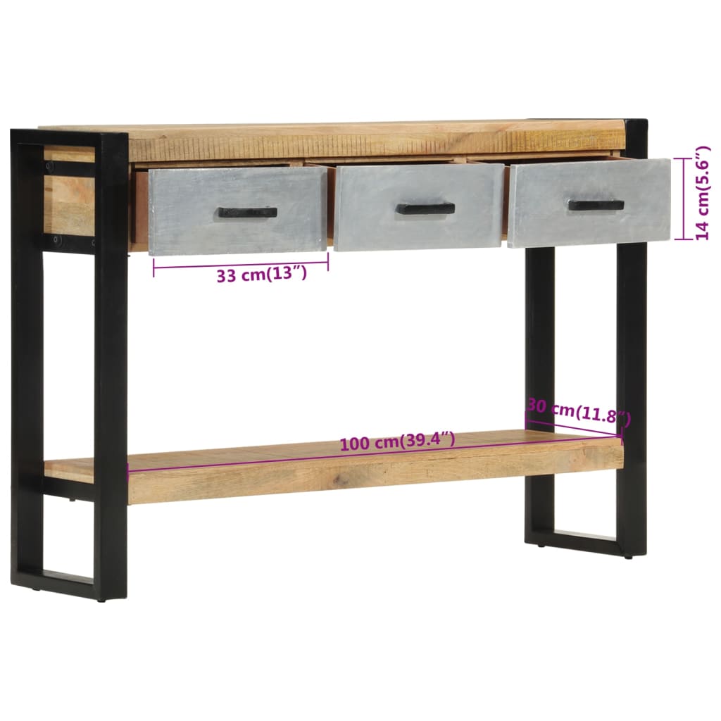 Avlastningsbord Konsollbord Trä 110x30x76 cm massivt grovt mangoträ