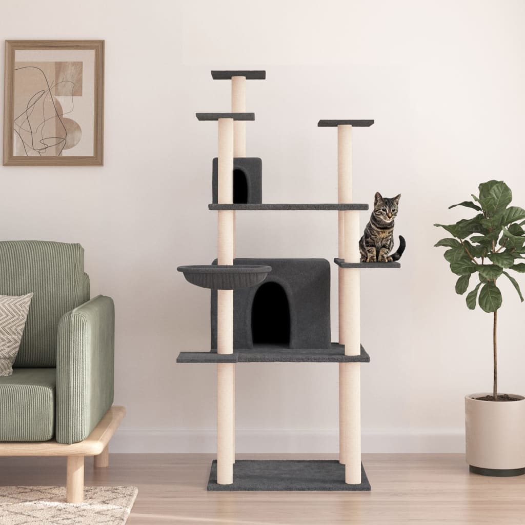 Kattmöbel Klösträd med sisalpelare mörkgrå 166 cm