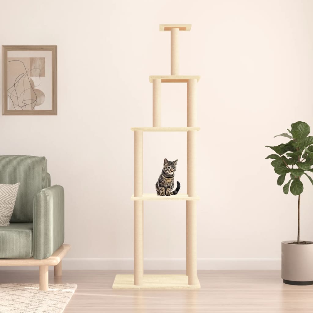 Kattmöbel Klösträd med sisalpelare gräddvit 183 cm