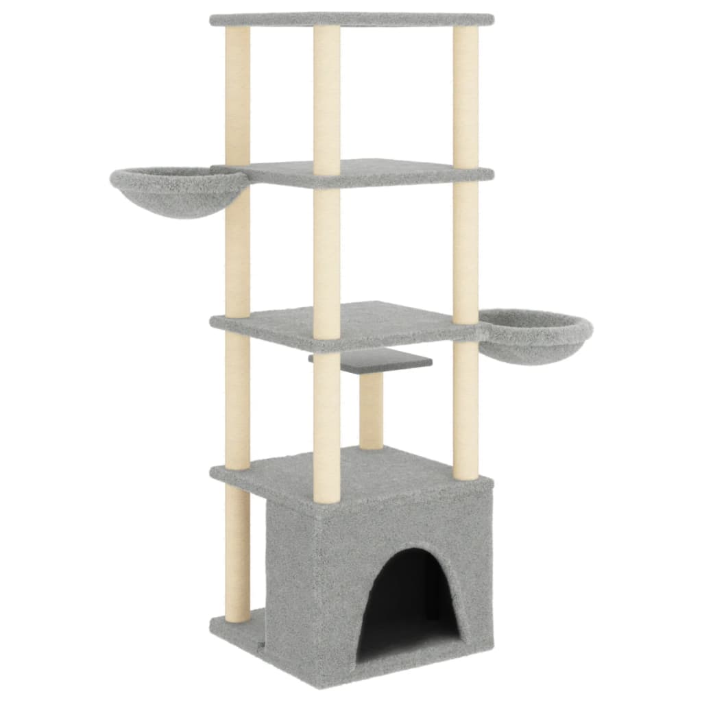 Kattmöbel Klösträd med sisalpelare ljusgrå 147 cm