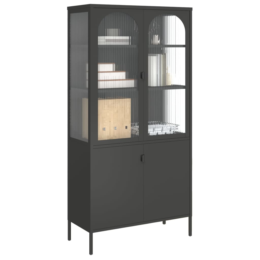 Skåp Svart 90x40x180 cm glas och stål