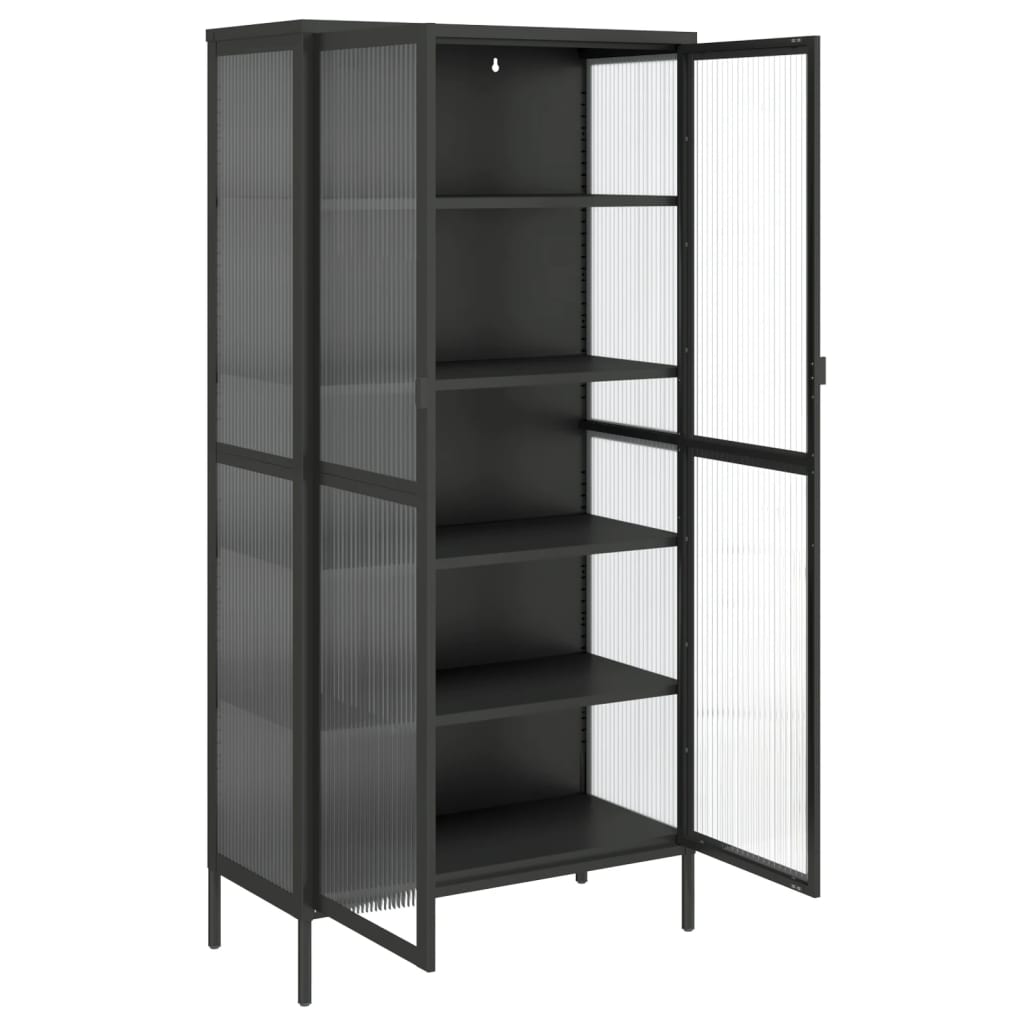 Skåp Svart 85x40x180 cm glas och stål
