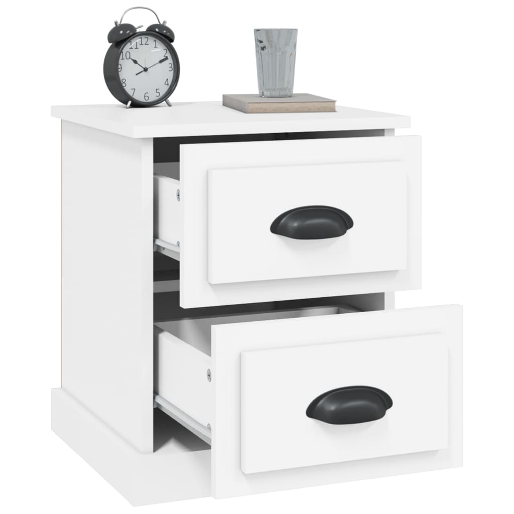 Sängbord 2 st vit 39x39x47,5 cm konstruerat trä