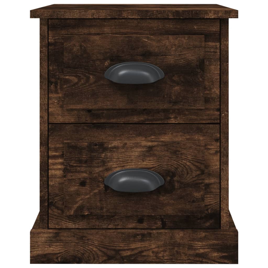 Sängbord 2 st rökfärgad ek 39x39x47,5 cm konstruerat trä
