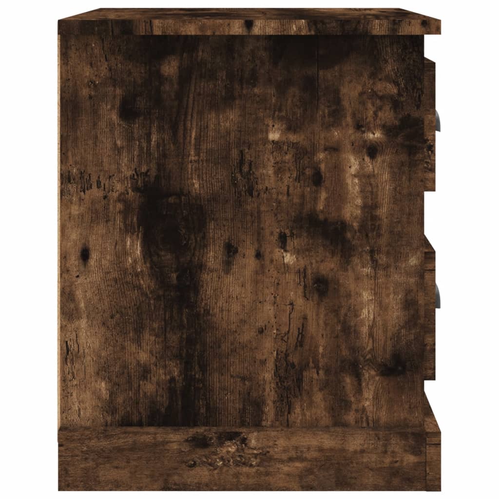 Sängbord 2 st rökfärgad ek 39x39x47,5 cm konstruerat trä