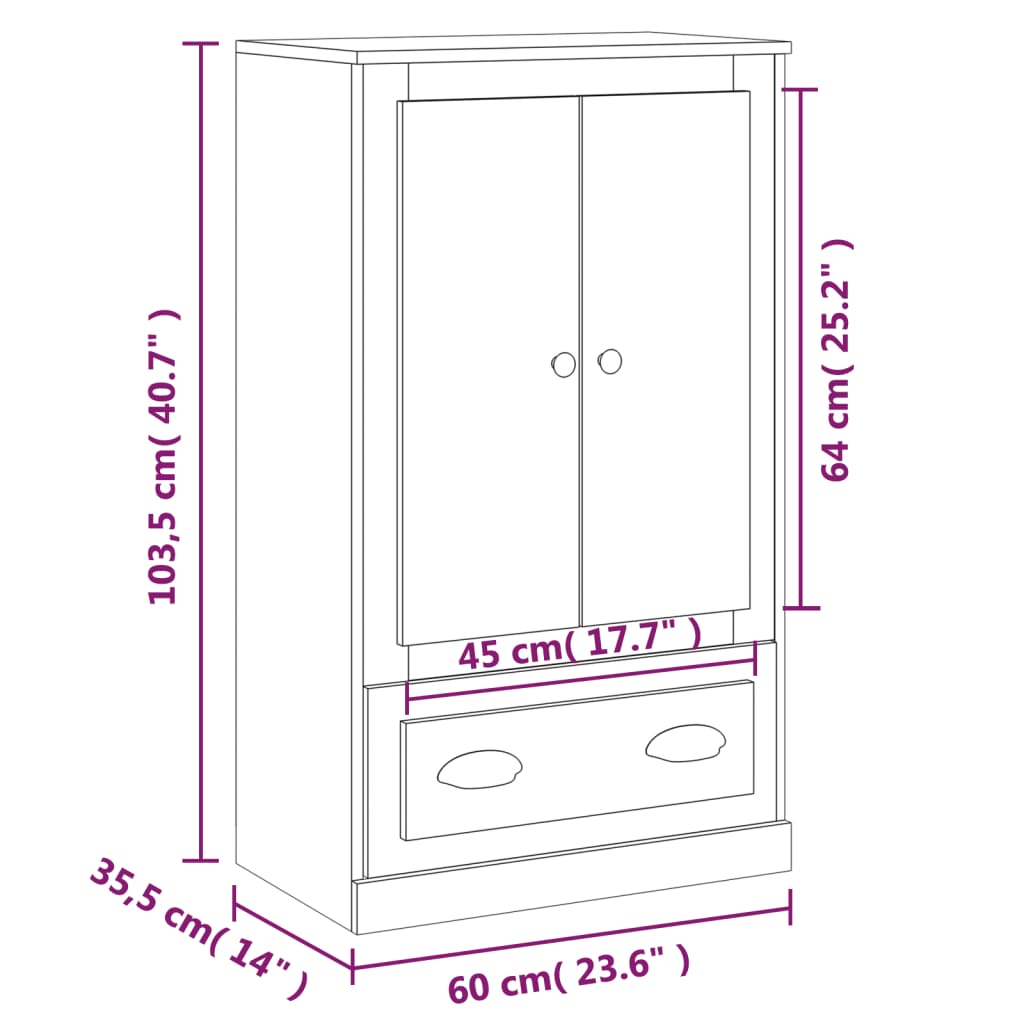 Skåp Sonoma Ek 60x35,5x103,5 cm