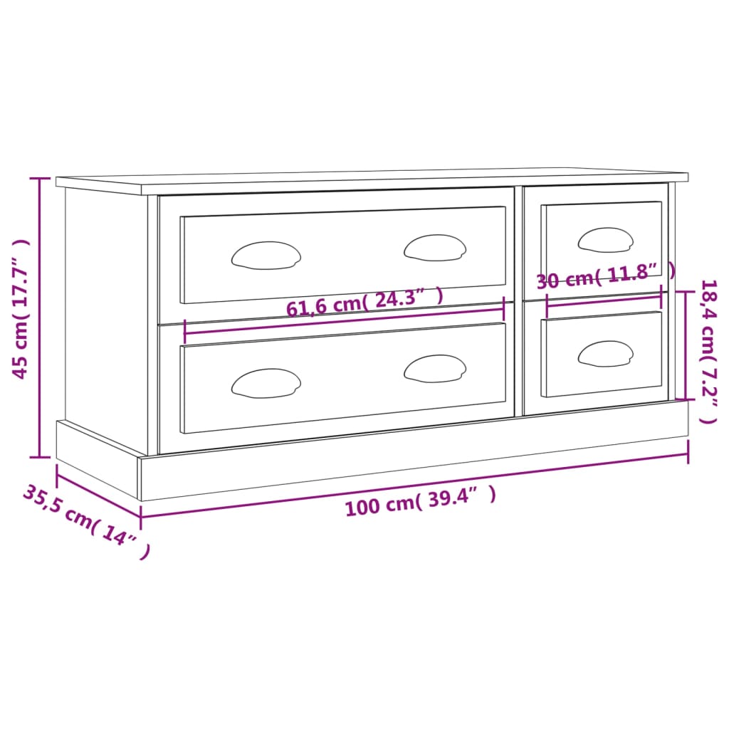 TV-skåp svart 100x35,5x45 cm konstruerat trä