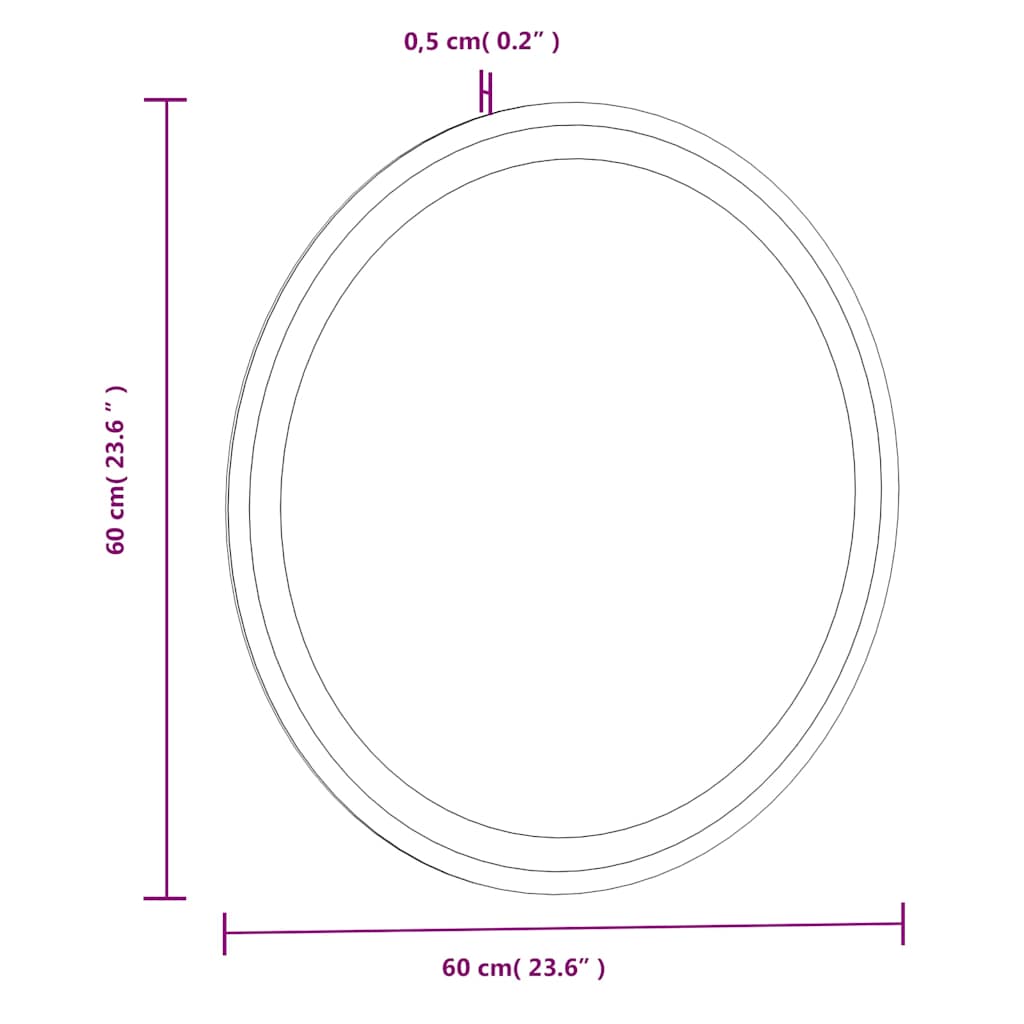 Badrumsspegel LED 60 cm rund