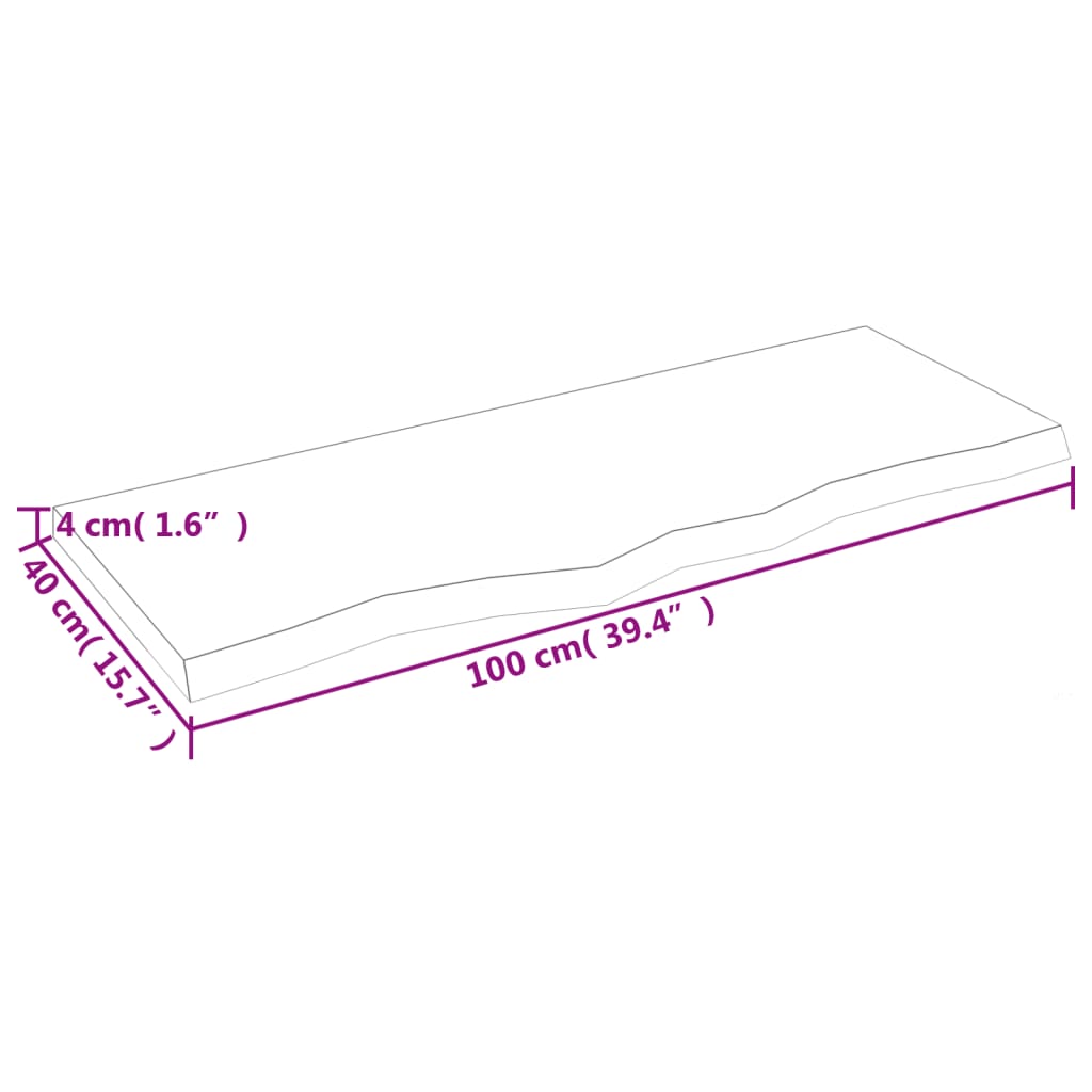 Hyllplan 100x40x(2-4) cm obehandlad massiv ek