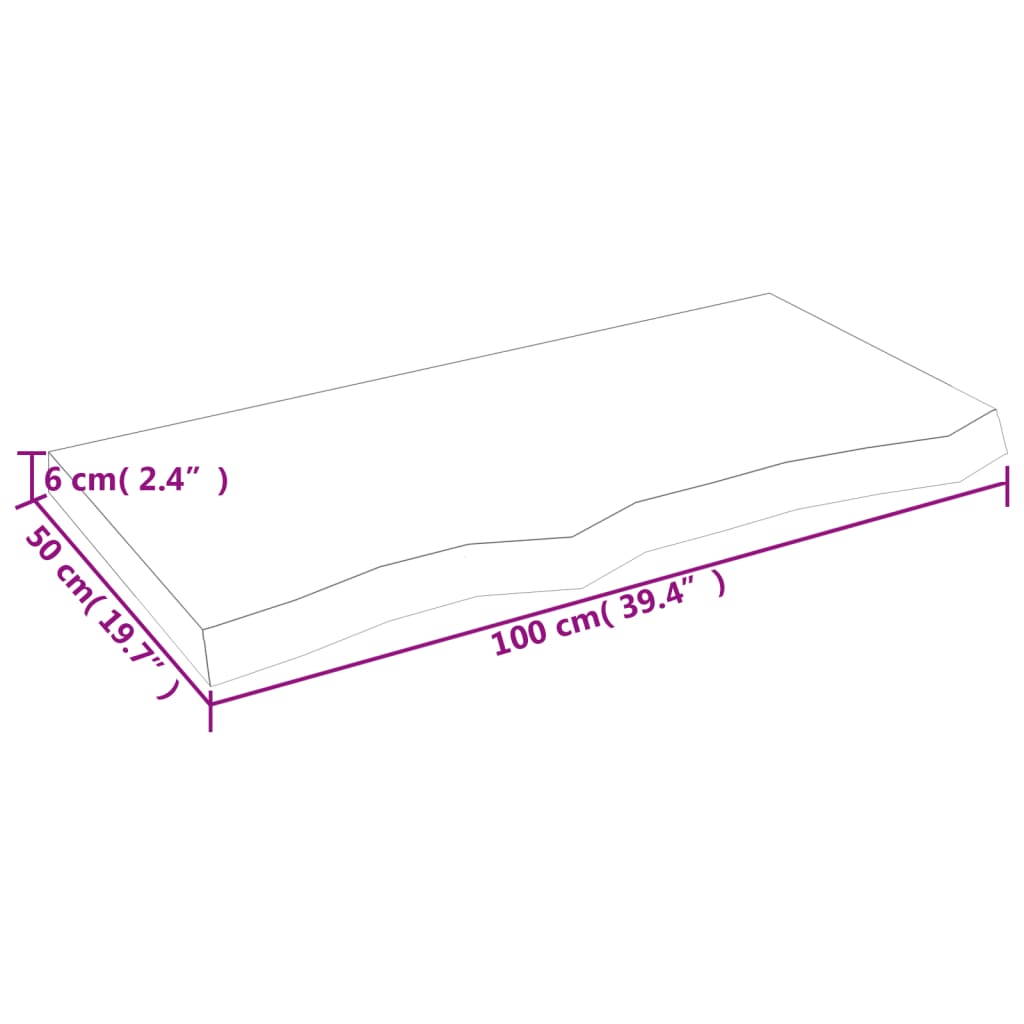 Hyllplan 100x50x(2-6) cm obehandlad massiv ek
