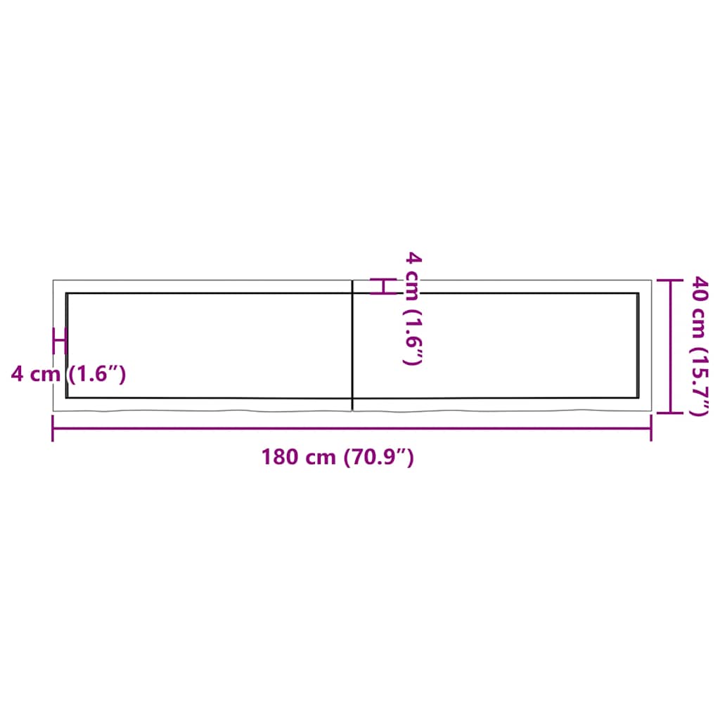 Vägghylla ljusbrun 180x40x(2-4) cm behandlad massiv ek