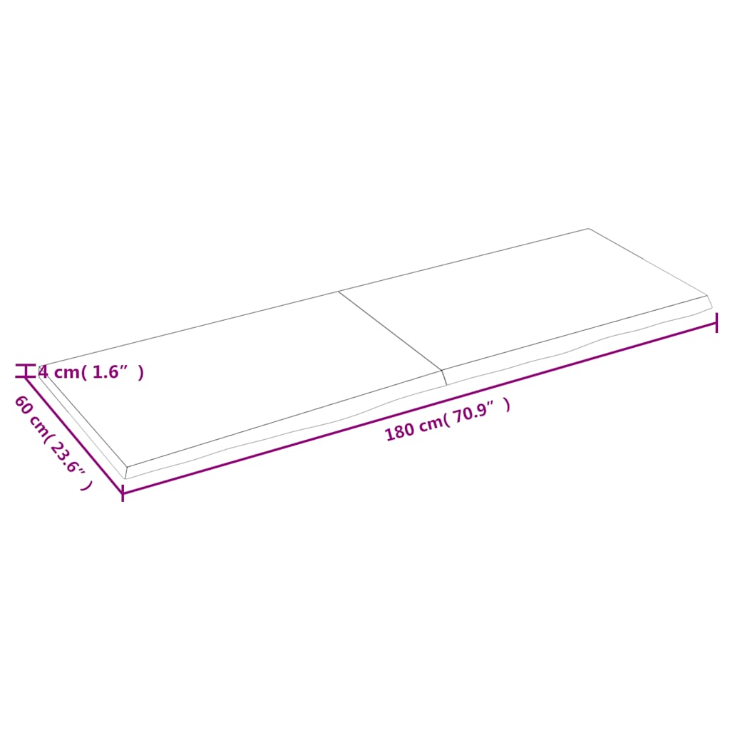 Vägghylla ljusbrun 180x60x(2-4) cm behandlad massiv ek