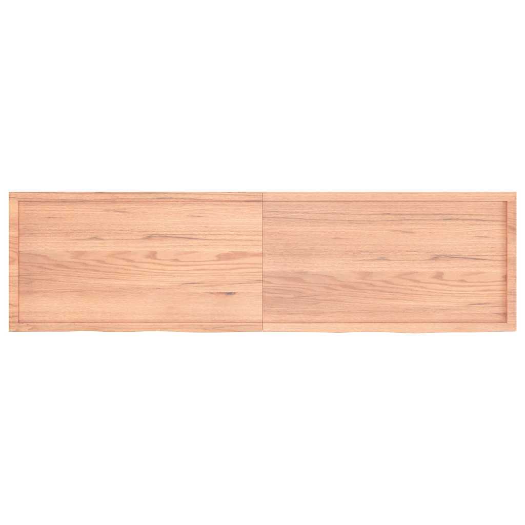 Vägghylla ljusbrun 220x60x(2-4) cm behandlad massiv ek