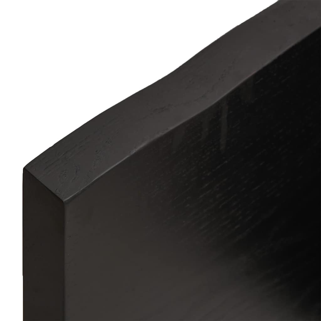 Vägghylla mörkbrun 200x40x(2-4) cm behandlad massiv ek