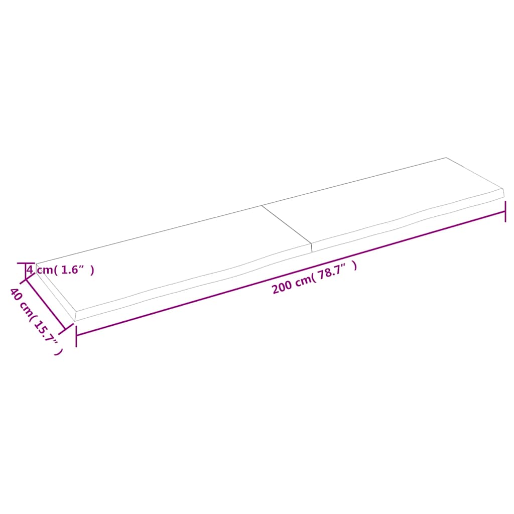 Vägghylla mörkbrun 200x40x(2-4) cm behandlad massiv ek