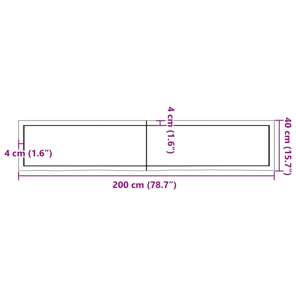 Vägghylla mörkbrun 200x40x(2-4) cm behandlad massiv ek