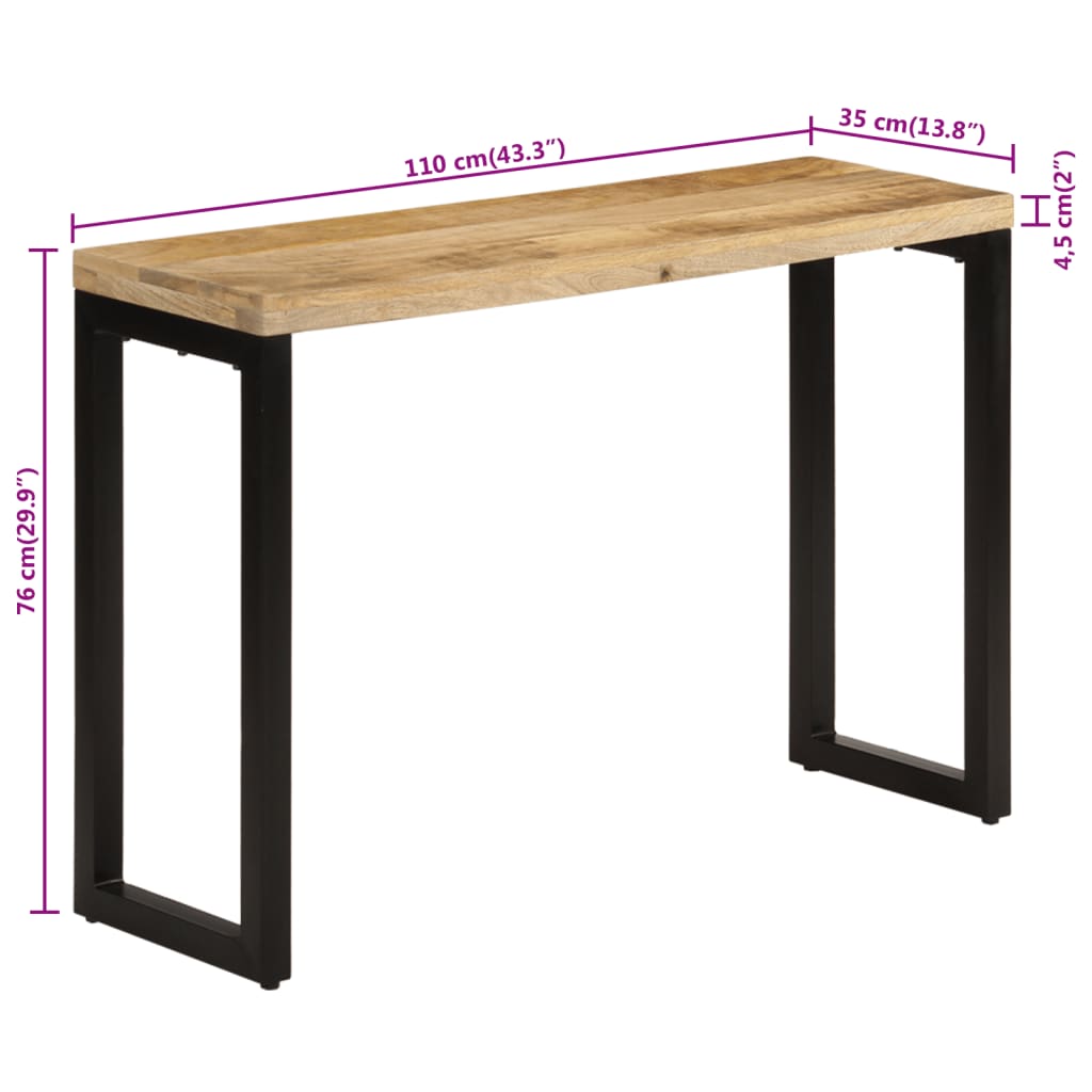 Avlastningsbord Konsolbord Trä 110x35x76 cm massivt grovt mangoträ
