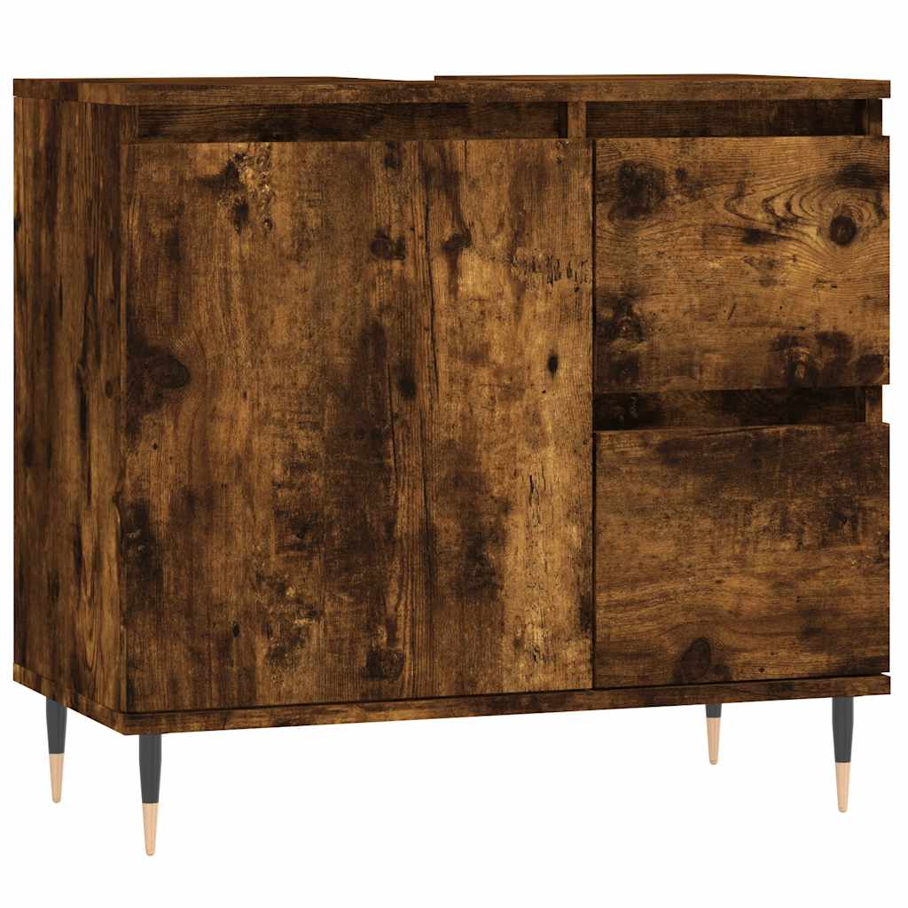 Badrumsskåp Rökfärgad Ek 65x33x60 cm