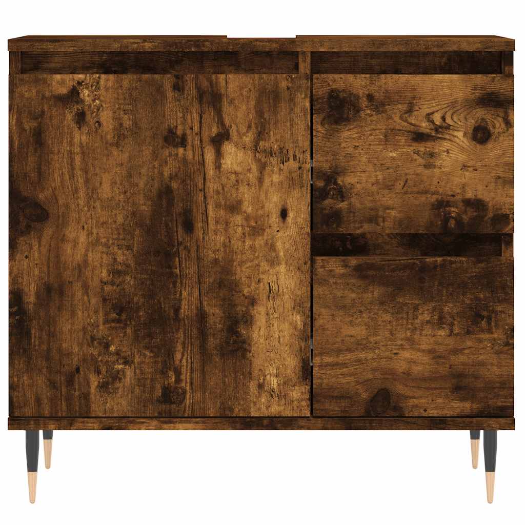 Badrumsskåp Rökfärgad Ek 65x33x60 cm