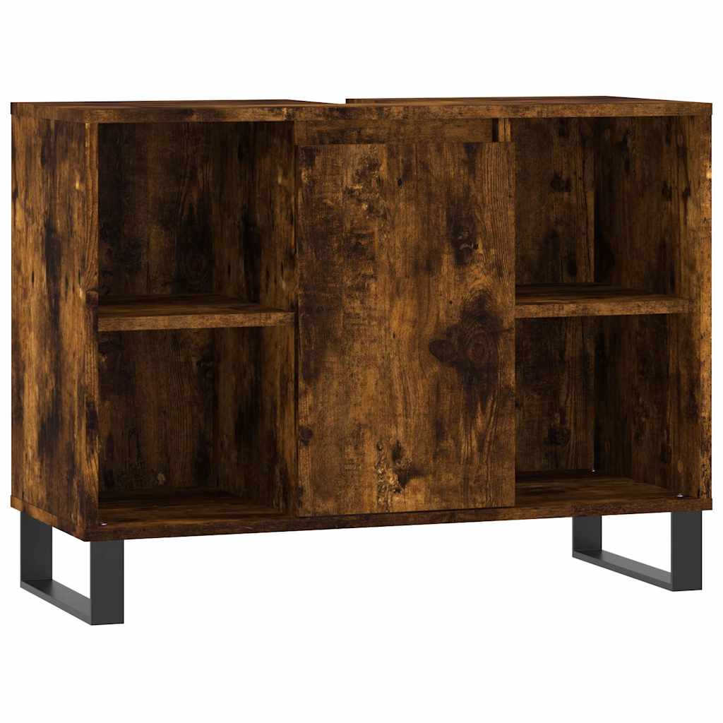 Badrumsskåp Rökfärgad Ek 80x33x60 cm