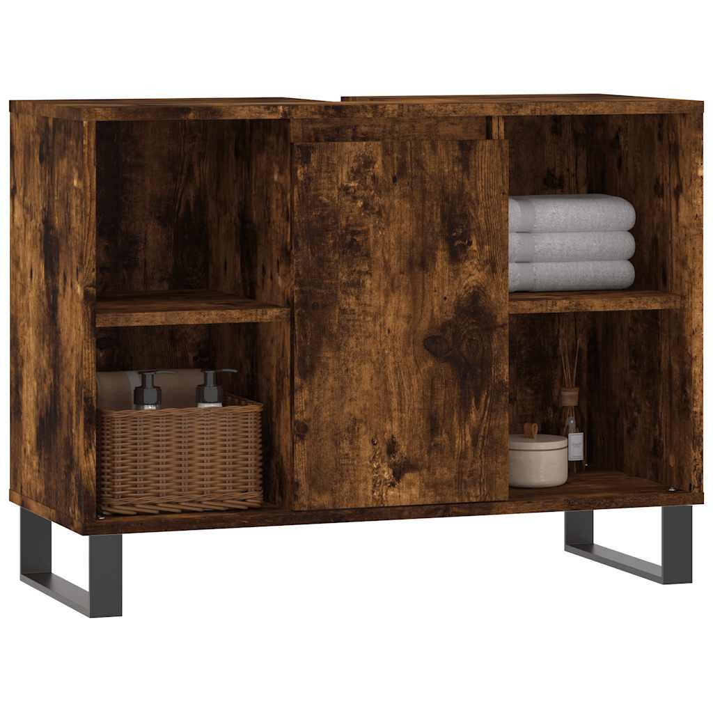 Badrumsskåp Rökfärgad Ek 80x33x60 cm