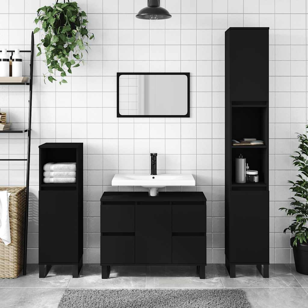 Badrumsskåp Svart 80x33x60 cm