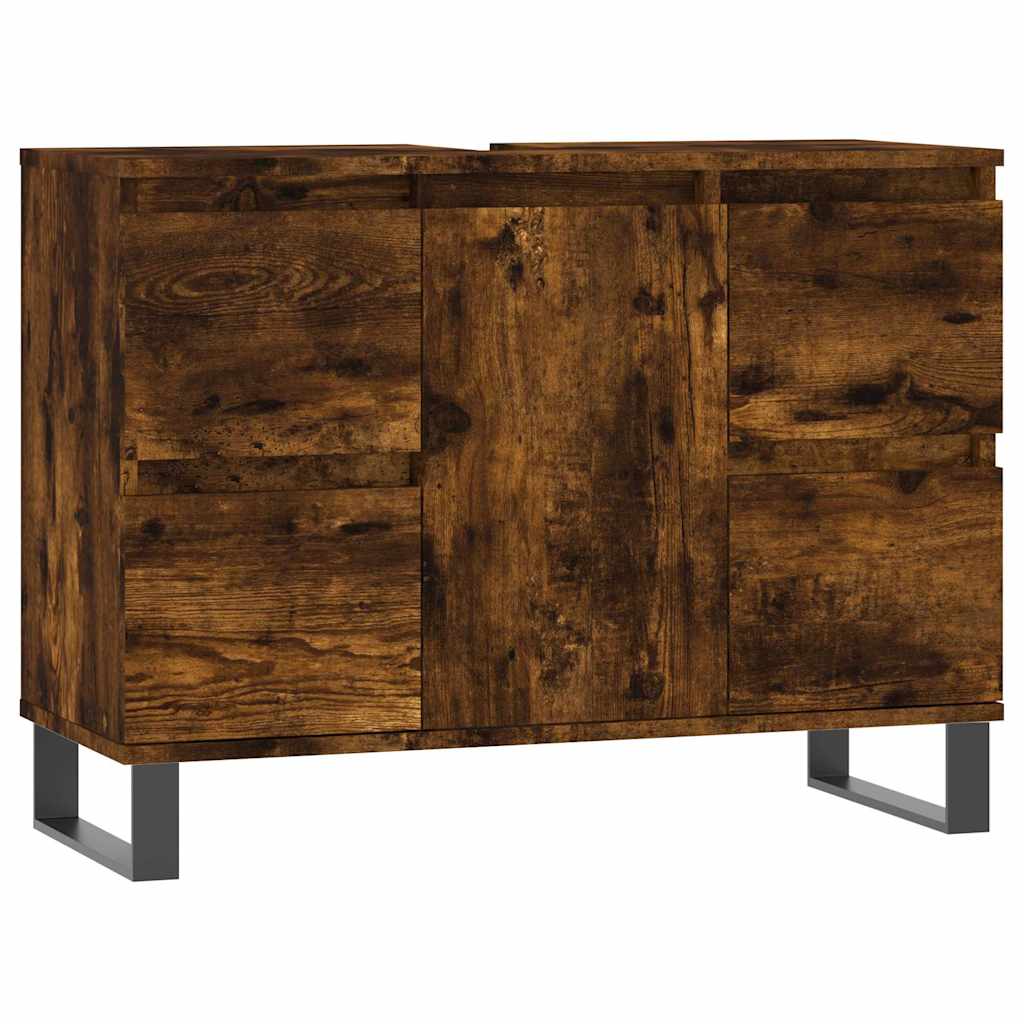Badrumsskåp Rökfärgad Ek 80x33x60 cm