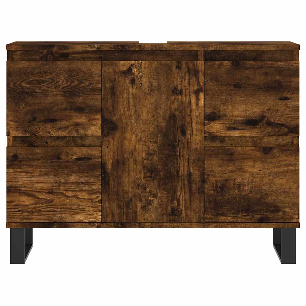 Badrumsskåp Rökfärgad Ek 80x33x60 cm