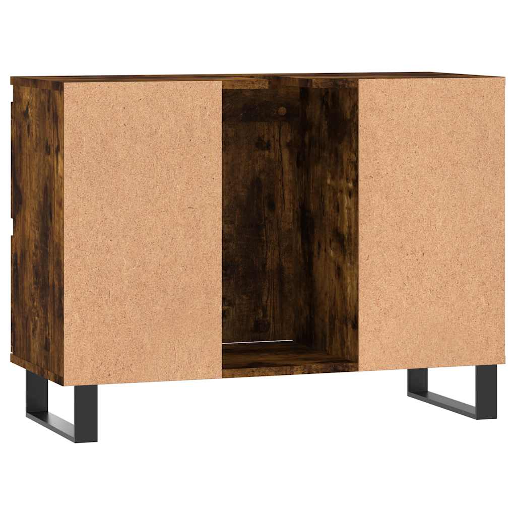 Badrumsskåp Rökfärgad Ek 80x33x60 cm