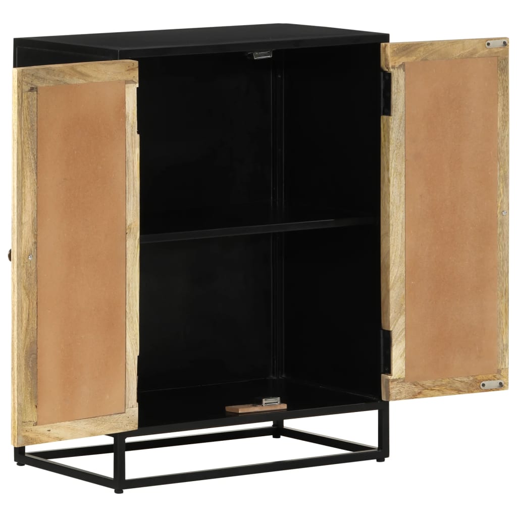 Skänk Trä med 2 dörrar 55x35x75 cm massivt mangoträ och järn