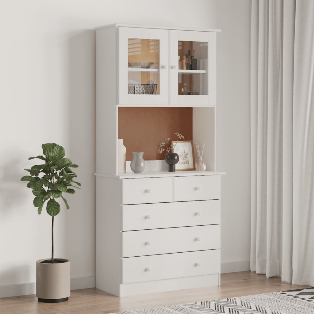 Skåp Vit 77x35x165 cm massiv furu