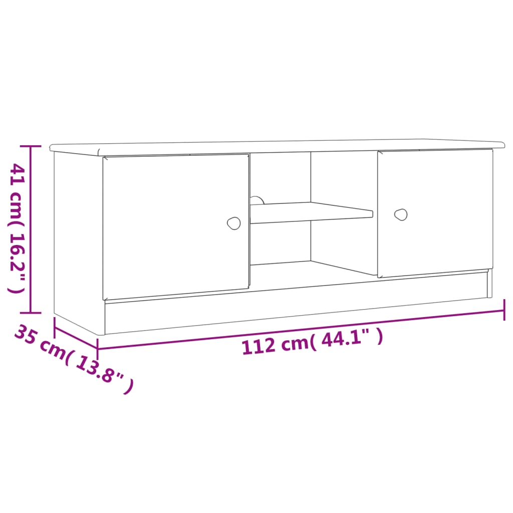 Tv-bänk ALTA Vit 112x35x41 cm massiv furu