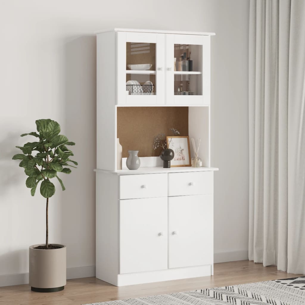 Skåp Vit Överdel 77x30x92 cm massiv furu