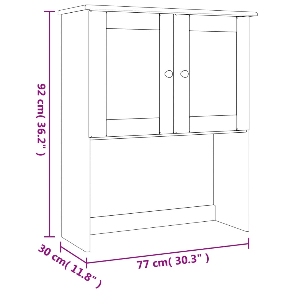 Skåp Vit Överdel 77x30x92 cm massiv furu