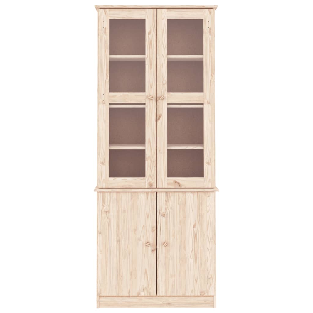 Vitrinskåp trä 77x35x186,5 cm massiv furu