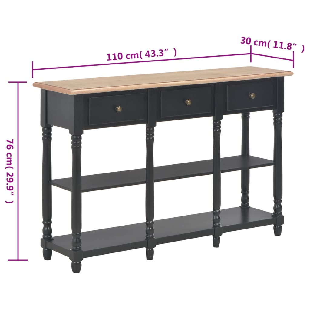 Avlastningsbord Konsollbord Svart 110x30x76 cm