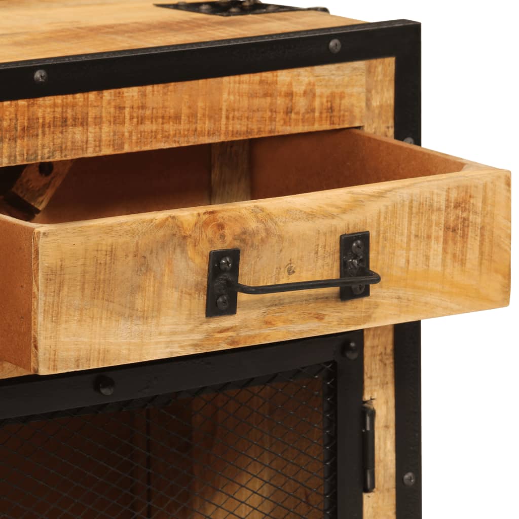 Skänk Trä 80x31x66 cm massivt grovt mangoträ och metall