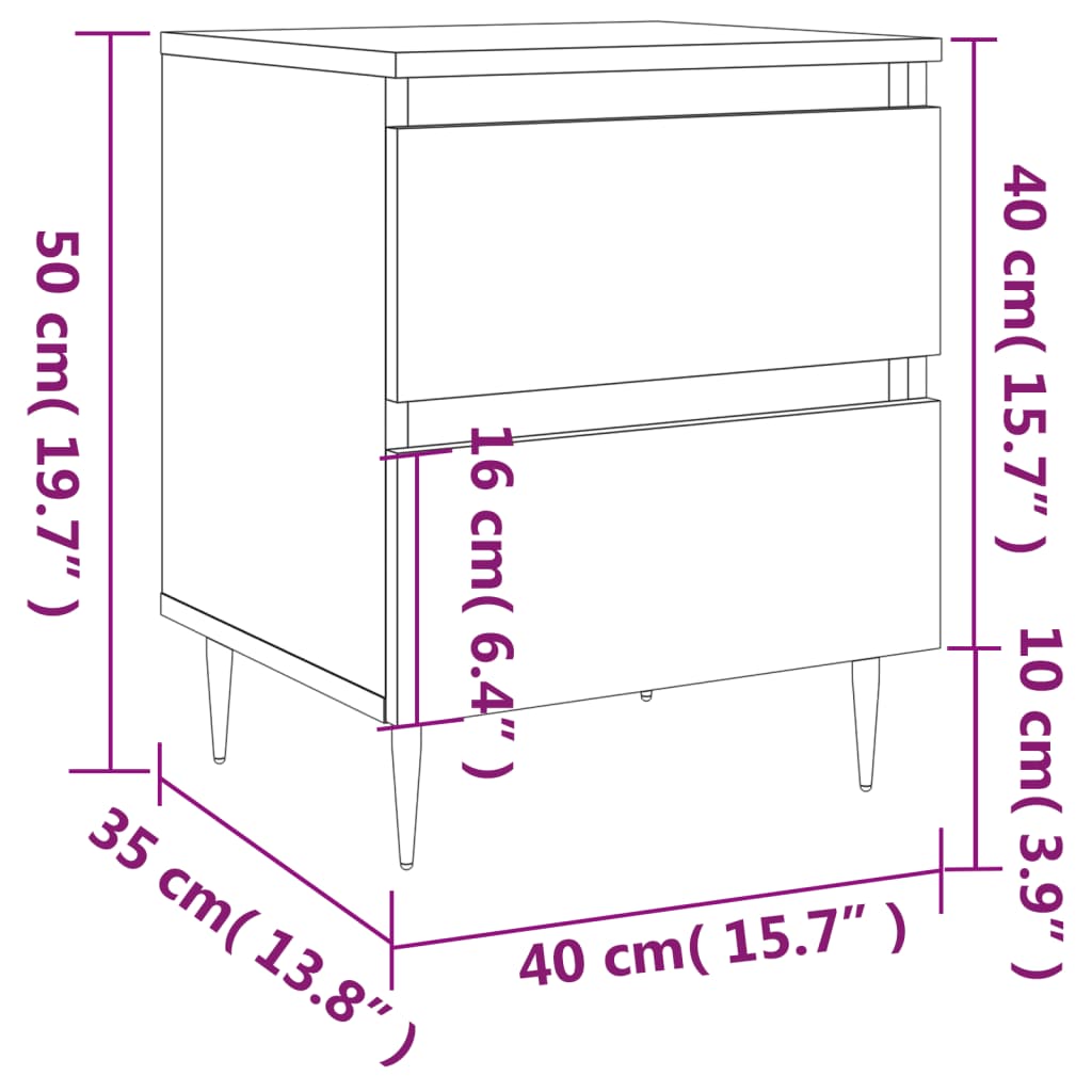 Sängbord 2 st rökfärgad ek 40x35x50 cm konstruerat trä