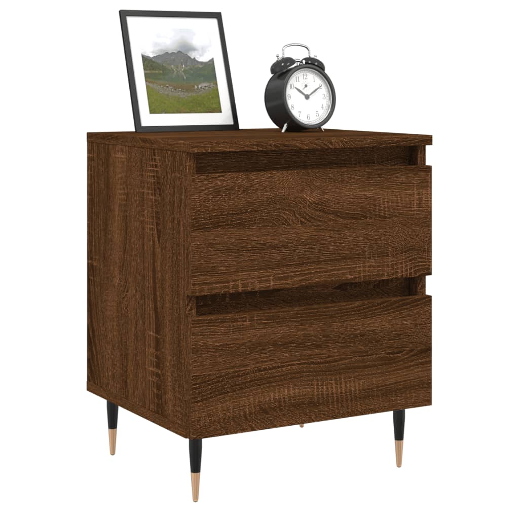 Sängbord 2 st brun ek 40x35x50 cm konstruerat trä