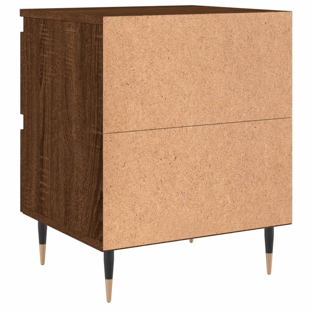 Sängbord 2 st brun ek 40x35x50 cm konstruerat trä