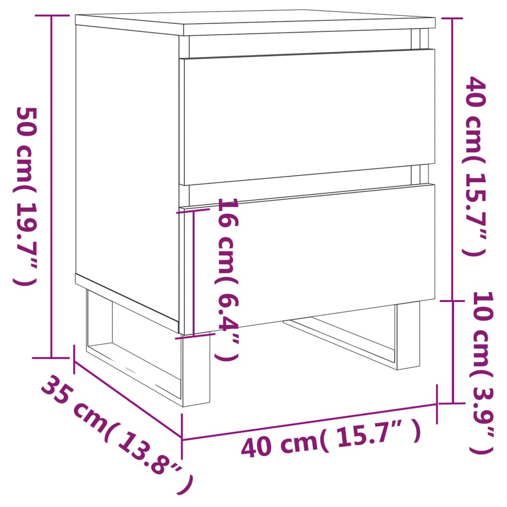 Sängbord 2 st rökfärgad ek 40x35x50 cm konstruerat trä