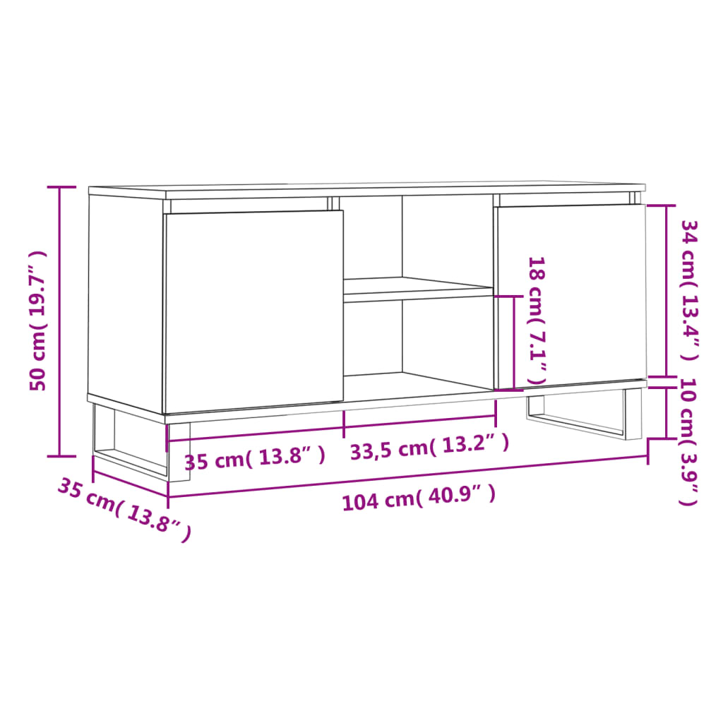 Tv-bänk Betonggrå 104x35x50 cm