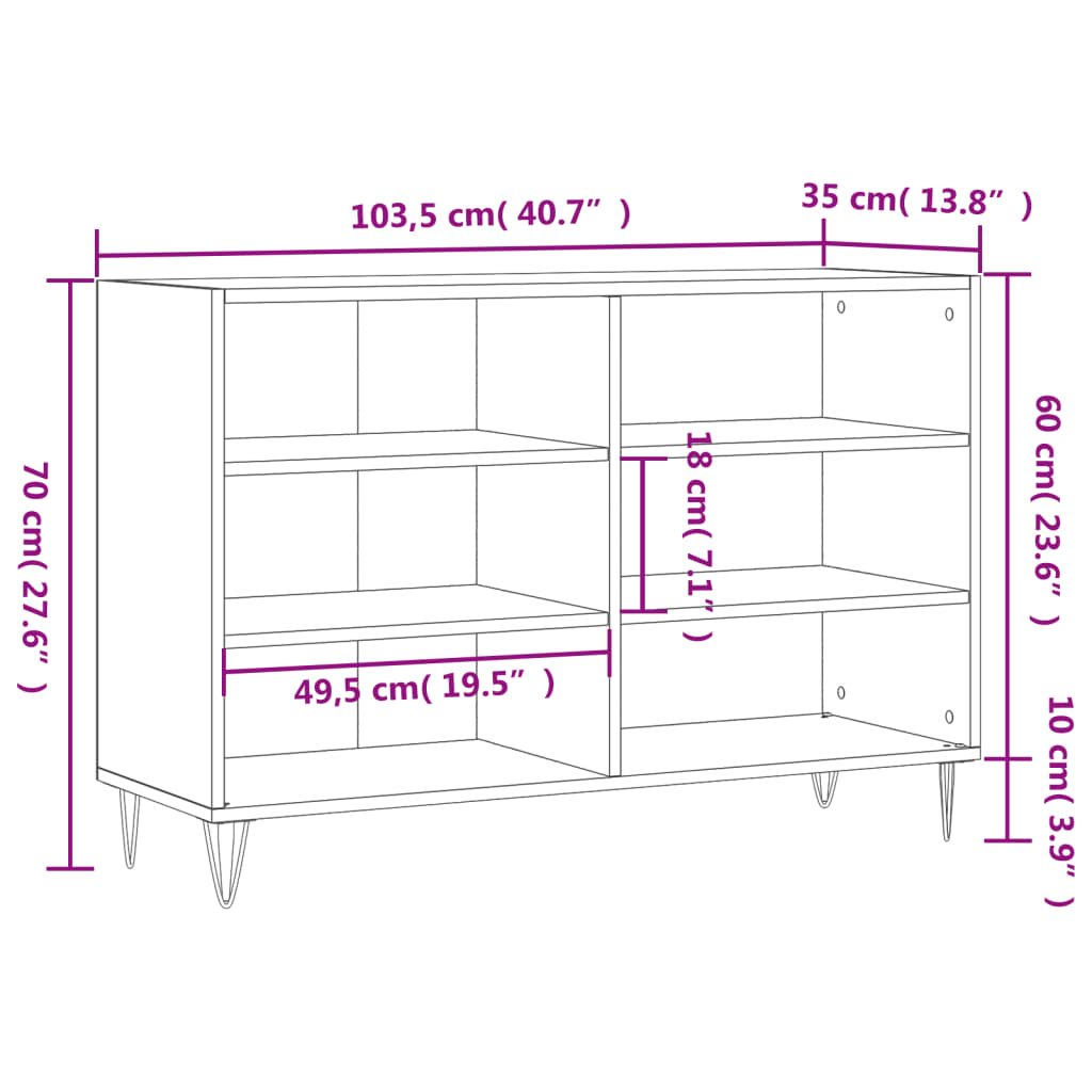 Skänk Vit 103,5x35x70 cm