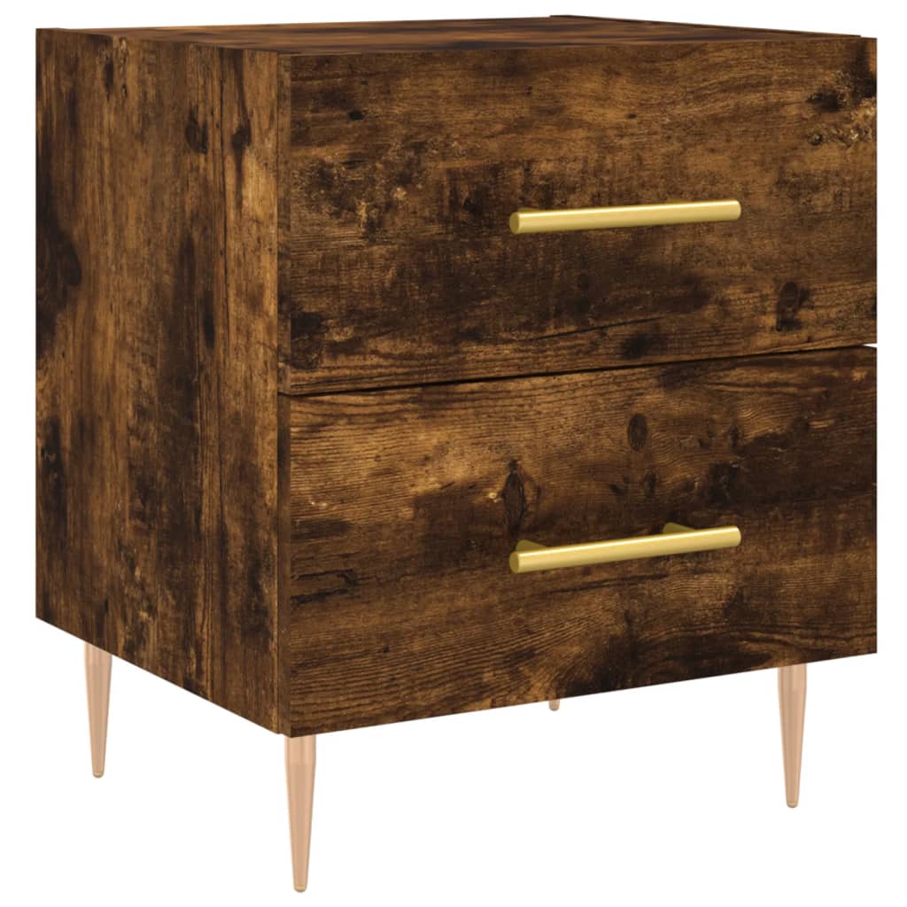 Sängbord 2 st rökfärgad ek 40x35x47,5 cm konstruerat trä