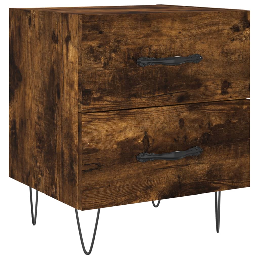 Sängbord 2 st rökfärgad ek 40x35x47,5 cm konstruerat trä