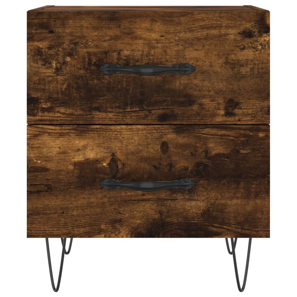 Sängbord 2 st rökfärgad ek 40x35x47,5 cm konstruerat trä
