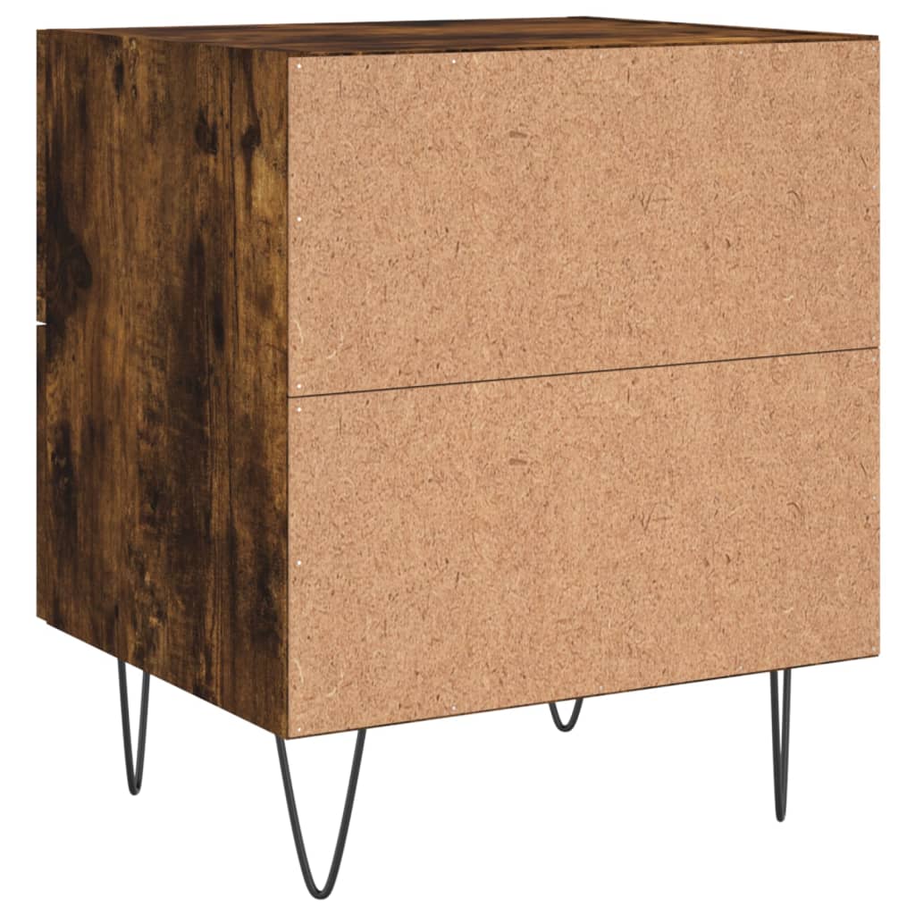 Sängbord 2 st rökfärgad ek 40x35x47,5 cm konstruerat trä