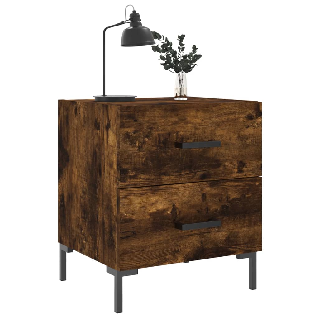 Sängbord 2 st rökfärgad ek 40x35x47,5 cm konstruerat trä