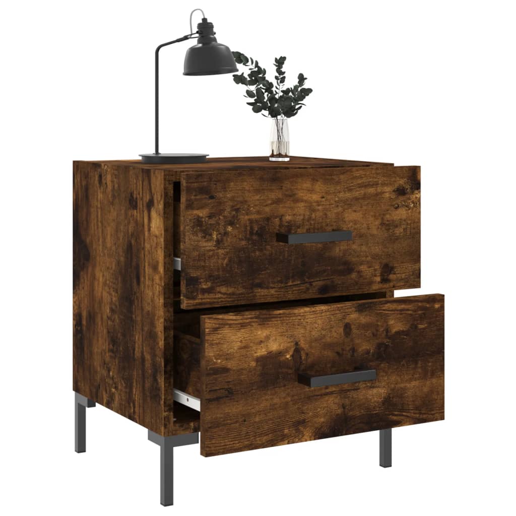 Sängbord 2 st rökfärgad ek 40x35x47,5 cm konstruerat trä